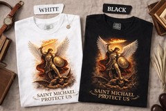 Saint Michael Arcangel T-shirt Burning Owl Graphic Shirt / Saint Michael Tshirt