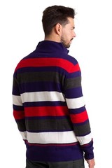 WESTACE Men’s Striped Quarter-Zip Sweater Casual Knit Pullover Jumper S-XXL