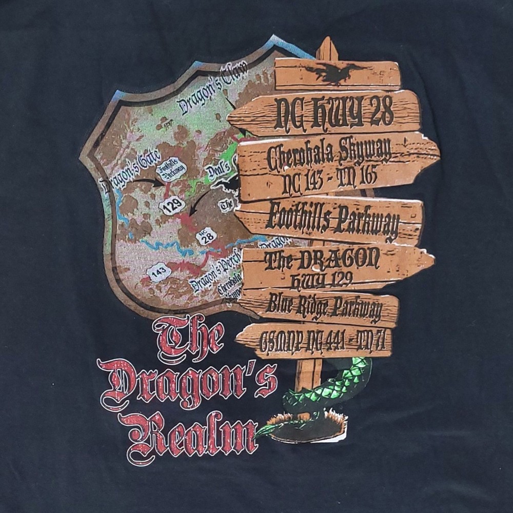 Deal’s Gap The Dragon’s Realm Black Tee XL – Tail of the Dragon US Hwy 129