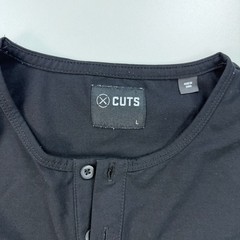 CUTS Henley Shirt Mens Large Black Lightweight Stretch Weight Training Casual