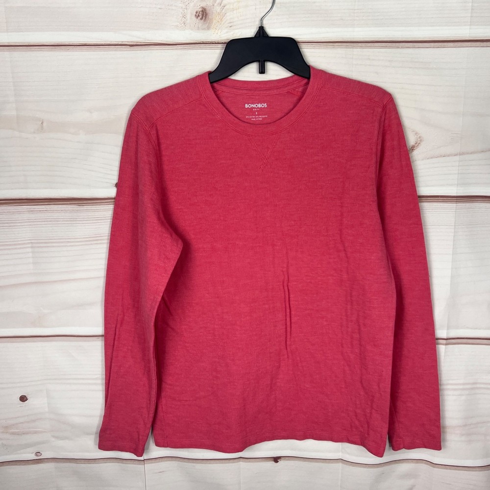 Bonobos Shirt Mens Small Pink Long Sleeve T-Shirt Slim Fit Top Cotton Blend Knit