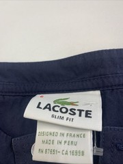 Lacoste Henley Neck Cut And Sew Waffle Linen Blend Long Sleeve 6 Navy Blue