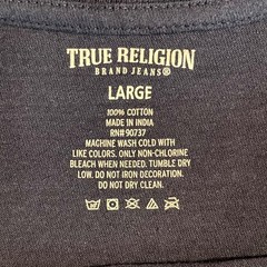 True Religion Mens Large Navy Blue Cotton T Shirt Metallic Horseshoe Logo