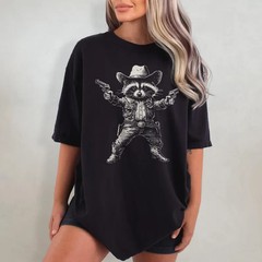 Cowboy Raccoon Shirt Retro Western Trash Panda Tee