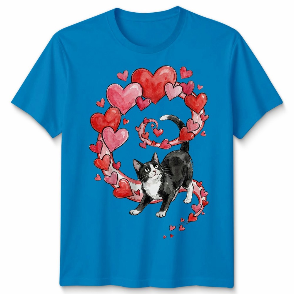 Cat Hearts Lovers Animals Cats Mens T-Shirt Womens Tee Graphic Tee