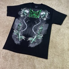 Vintage Tapout MPS Shirt Mens L Black Green Foil Skull Snake MMA UFC Fight Y2K