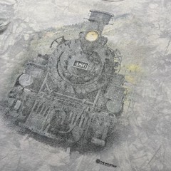 Vintage The Mountain Steam Locomotive Train T Shirt Mens Large Gray Tie Dye Y2K