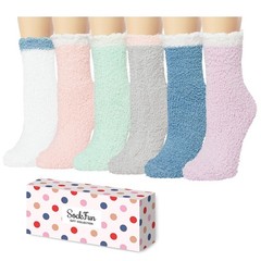 Fuzzy Winter Socks for Women – Fluffy Sleep Soft Cozy Adult Socks 6 Pairs Chr…