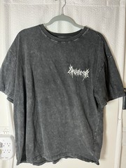 Oversized “Anxiety” Acid Wash Graphic Tee Charcoal Grey Y2K Grunge Streetwear