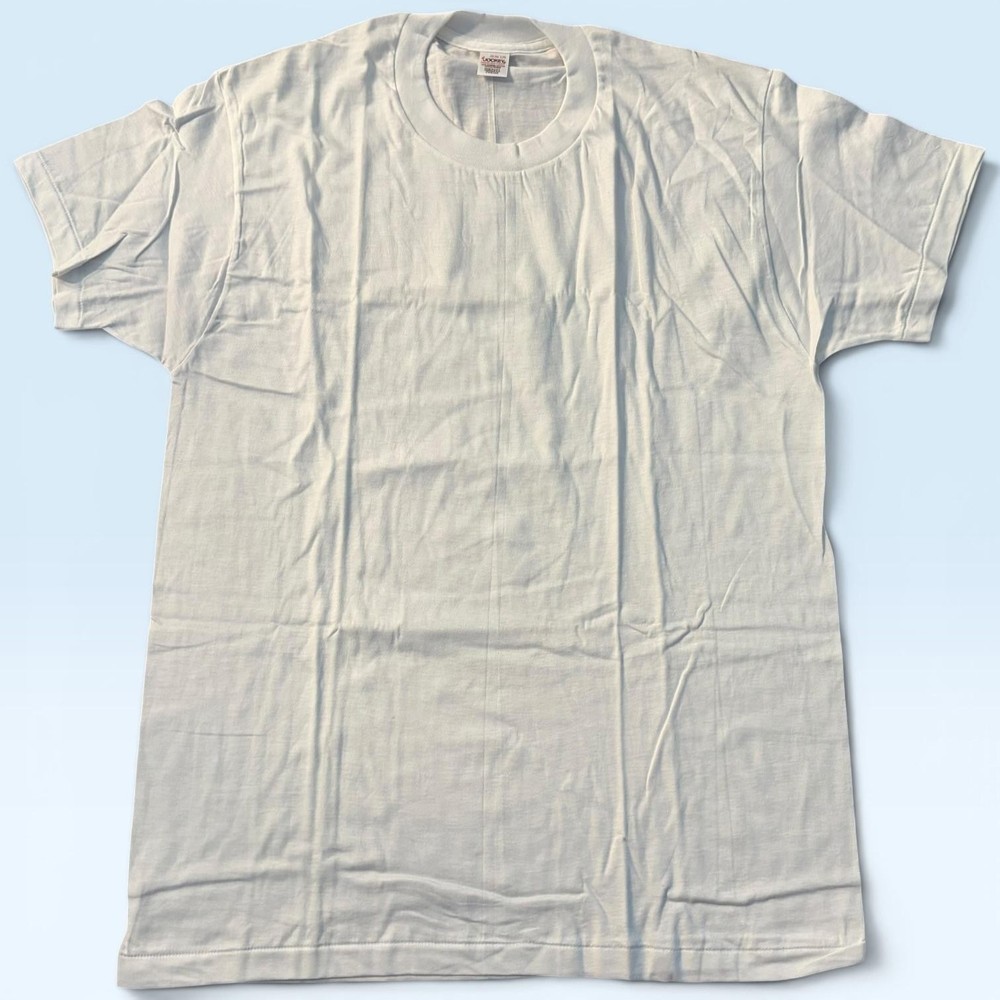 Vintage Jockey Shirt Mens Large White Blank Power Knit Tee T-Shirt Made USA