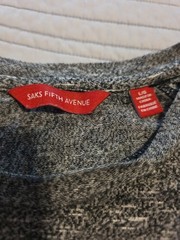 Saks Fifth Avenue Mens Large Gray Marled Long Sleeve Knit Shirt Rayon Blend