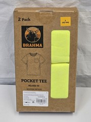 Brahma Yellow Pocket T-Shirt 2-Pack Men’s Large 42-44 Relaxed Fit New/Sealed N