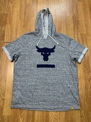 Under Armour Shirt Mens XL Gray Project Rock Terry Sleeveless Hoodie Gym New