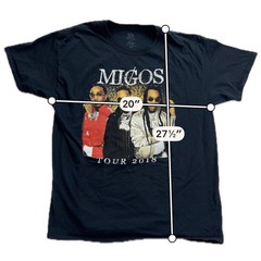 Migos Tour 2018 Rap Graphic Concert T-Shirt Large Black Mens Fruit of the Loom