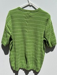 Covington Men Size M Classic Green Casual Knit Short Sleeve Shirt Stripes