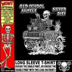 1970 Hot Rod Muscle Car Outlaw Gasser Drag Race Cartoony Skeleton T-shirt OM14