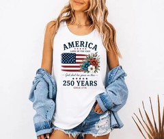 America Flag Floral Tank Top Patriotic USA Anniversary