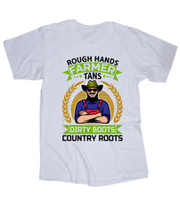 Farmer Country Roots white T-shirt John Deere Harvester Work Boots Funny shirt