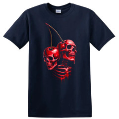 Skull Cherry Skeleton Graphic T Shirt Creepy Halloween Tee Art Design