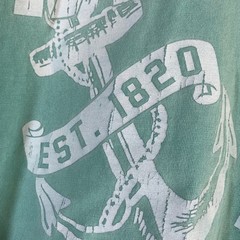 Ivory Ella Maine Anchors Up Long Sleeve Pocket T-Shirt Green Coastal STAIN