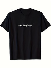 Funny I Do Beat Him Graphic T-Shirt Unisex Oversized Relaxed Crew Neck Short√