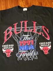 Vintage Chicago Bulls Tee Large LA Lakers Jordan Magic Johnson 1991 NBA Finals