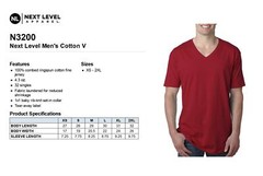 Next Level Mens T-Shirt 2-PACK Ultra Soft Premium Fit Short Sleeve V Neck N3200