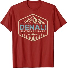 Retro Denali National Park mountains Nature Vintage Hiking T-Shirt
