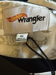 Wrangler x Hot Wheels Tee Men XL Black White All Over Print Logo Cotton
