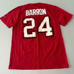 Nike Tee Tampa Bay Buccaneers Short Sleeve Shirt Mens L Red Cotton NFL 24 BARRON
