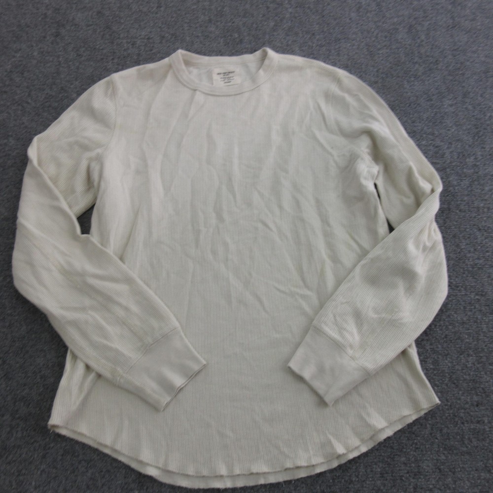 Buck Mason Thermal Shirt Mens Small White Long Sleeve Crewneck Cotton Tee Top