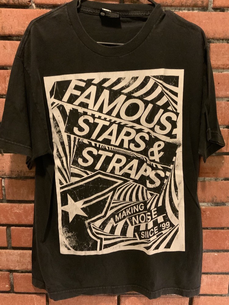 Y2K Famous Stars And Straps Logo Making Noise Since T-Shirt Mens Size L Black
