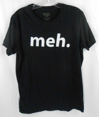 Brisco Brands Adult M Funny Quote MEH Black Short Sleeve Graphic Print T-Shirt