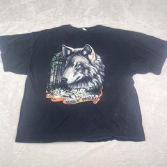 Grey Wolf Shirt Mens 3XL Black Wildlife Graphic Big Print Forest Nature Tee