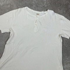 PHIGVEL Japan S/S Ribbed Henley Neck T-Shirt Size 36 White
