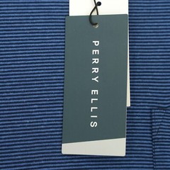 Perry Ellis Men’s Short-Sleeve Shirt XL Blue Black Striped Pocket NWT