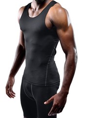 Men’s 3 Pack Athletic Compression Under Base Layer Sport Tank Top,01,Black,Gr…