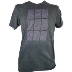 Routine Baseball T Shirt Gray Windowpane Dots Short Sleeve Mens Small