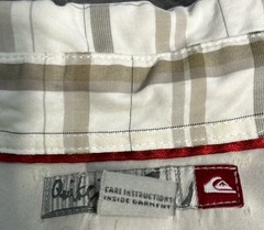 Quiksilver Thrashed Surf Plaid shirt Y2K Distresses Grey vintage 90s XL/TG