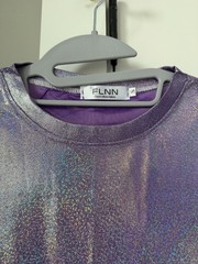 FLNN Lilac Holographic Metallic T-Shirt Size S Shimmer Party Short Sleeve Te