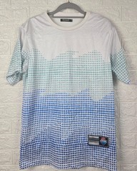 Pink Dolphin Mens T Shirt M White Blue Graphic Mesh Streetwear Dolphin Print