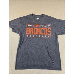 NFL Team Apparel Denver Broncos Mens Large Heather Grey Graphic Football T-Shirt
