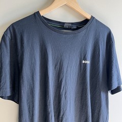 Boss men’s t-shirt XL blue logo fancy trendy modern soft material Pima Cotton