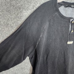 Sean John Mens Henley T-Shirt 2XL Black 100% Cotton Round Neck Long Sleeve