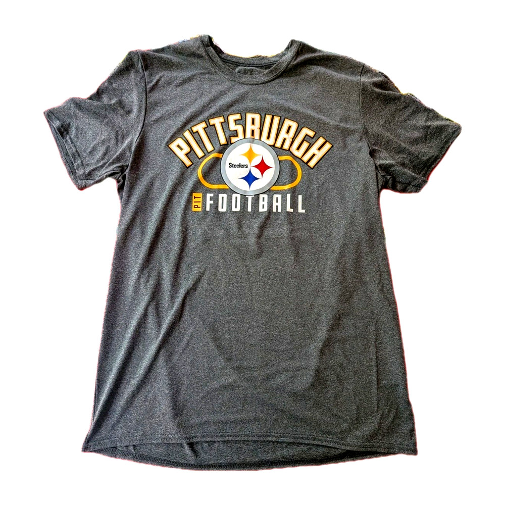 Pittsburgh Steelers Football NFL Team Apparel Gray Short Sleeve T- Shirt Mens L