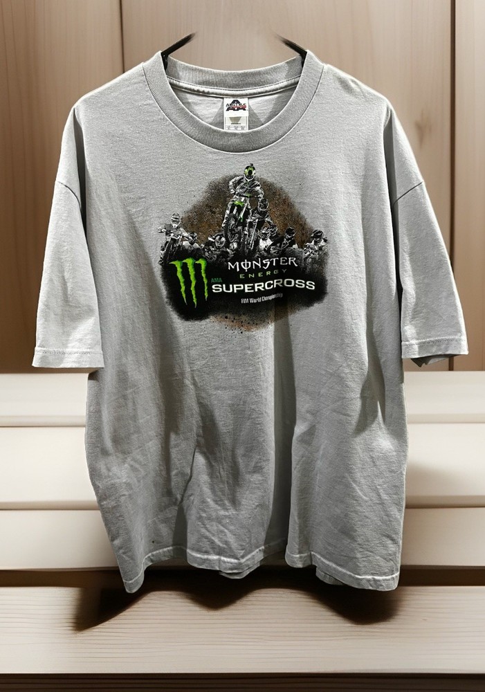 Monster Energy AMA Supercross T-Shirt 2015 FIM World Championship X-LARGE Gray