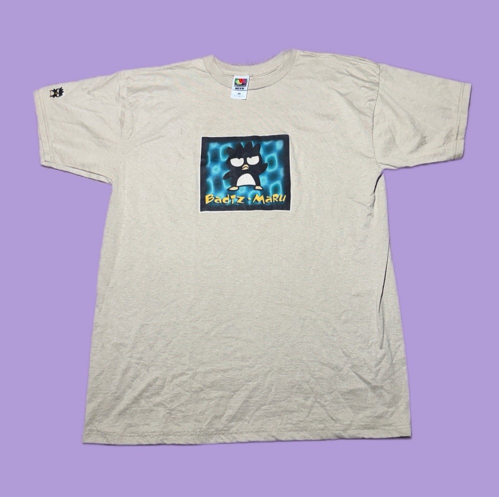 VTG 2000s FOTL Sanrio Badtz Maru Character Promo Graphic Beige T Shirt Size XL