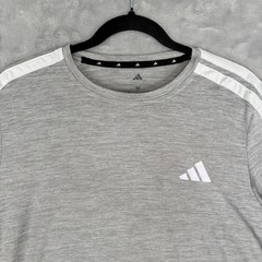 Adidas Climacool Mens Medium Grey Heather 3-Stripe Short Sleeve Training T-Shirt