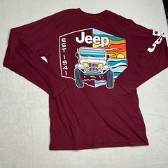 JEDCO Jeep Long Sleeve T Shirt Mens Medium Burgundy Graphic Tee