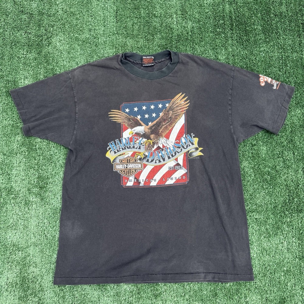 Vtg 1992 Harley Davidson T-Shirt Mens XL Coastal SC 20 Years Made In USA Eagle